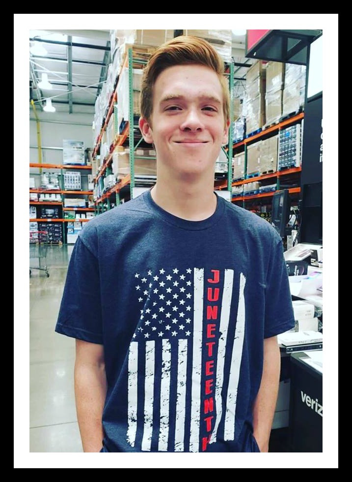 guy wearing juneteenth shirt